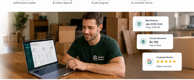 Australian removalists working beside a moving truck